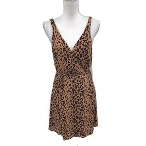 Reformation Anchorage Dress Wrap Womens Medium Feline Leopard Print Sleeveless